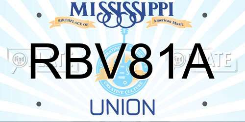 RBV81A Mississippi License Plate