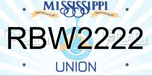 RBW2222 Mississippi License Plate