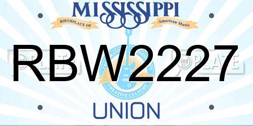 RBW2227 Mississippi License Plate