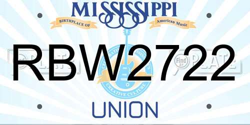 RBW2722 Mississippi License Plate