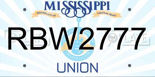 RBW2777 Mississippi License Plate
