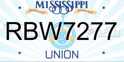 RBW7277 Mississippi License Plate