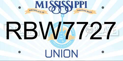 RBW7727 Mississippi License Plate