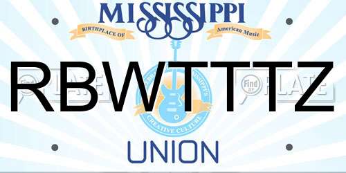 RBWTTTZ Mississippi License Plate