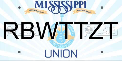 RBWTTZT Mississippi License Plate