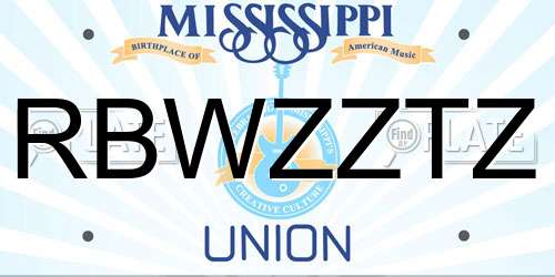 RBWZZTZ Mississippi License Plate
