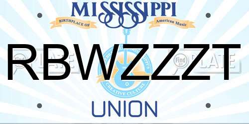 RBWZZZT Mississippi License Plate