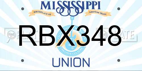 RBX348 Mississippi License Plate