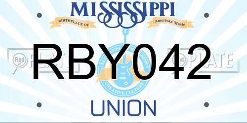 RBY042 Mississippi License Plate