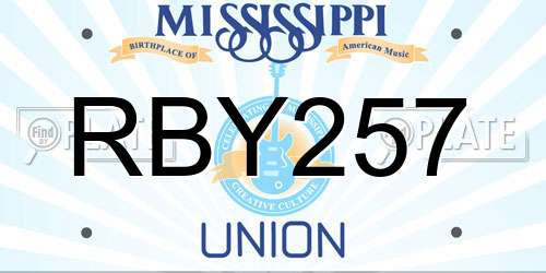 RBY257 Mississippi License Plate