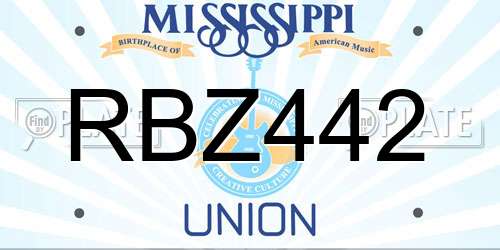 RBZ442 Mississippi License Plate