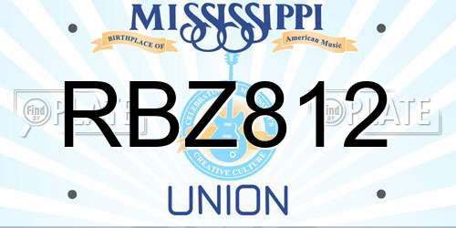 RBZ812 Mississippi License Plate