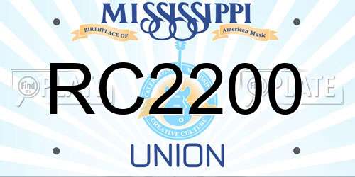 RC2200 Mississippi License Plate