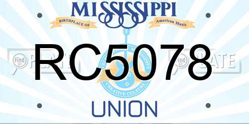 RC5078 Mississippi License Plate