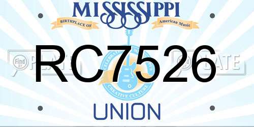RC7526 Mississippi License Plate