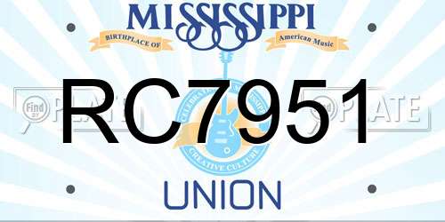 RC7951 Mississippi License Plate