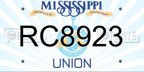 RC8923 Mississippi License Plate