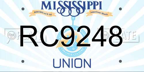RC9248 Mississippi License Plate