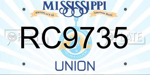 RC9735 Mississippi License Plate