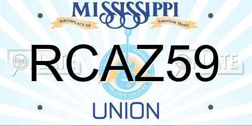 RCAZ59 Mississippi License Plate
