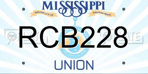 RCB228 Mississippi License Plate