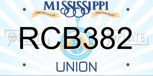 RCB382 Mississippi License Plate