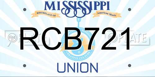 RCB721 Mississippi License Plate