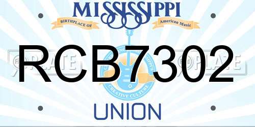 RCB7302 Mississippi License Plate