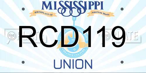 RCD119 Mississippi License Plate