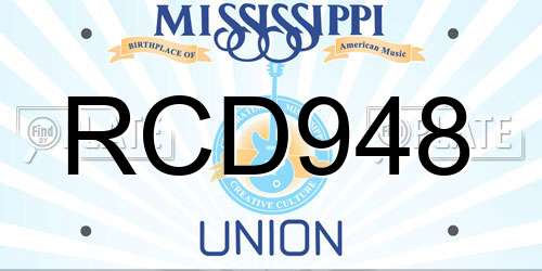 RCD948 Mississippi License Plate