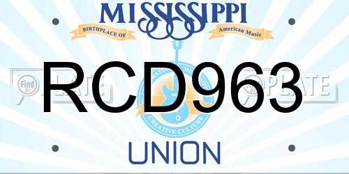 RCD963 Mississippi License Plate