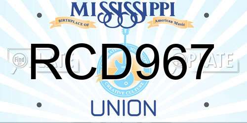 RCD967 Mississippi License Plate