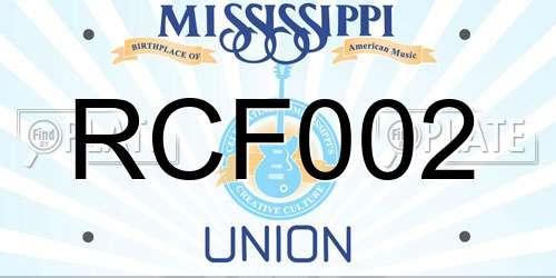 RCF002 Mississippi License Plate