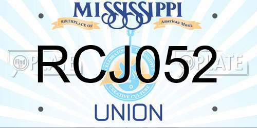RCJ052 Mississippi License Plate