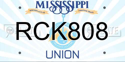 RCK808 Mississippi License Plate
