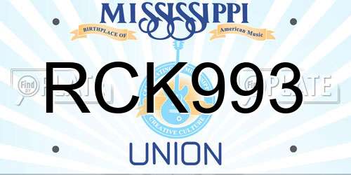 RCK993 Mississippi License Plate