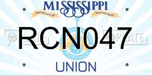 RCN047 Mississippi License Plate