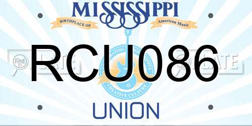 RCU086 Mississippi License Plate