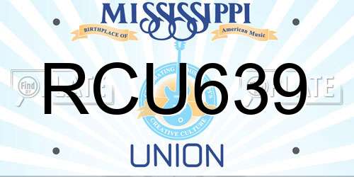 RCU639 Mississippi License Plate