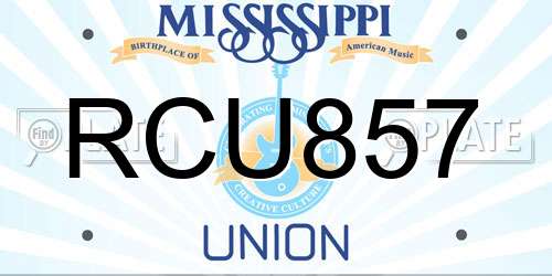 RCU857 Mississippi License Plate