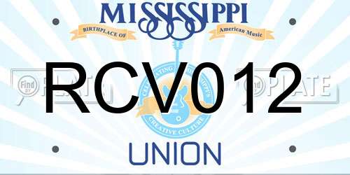 RCV012 Mississippi License Plate