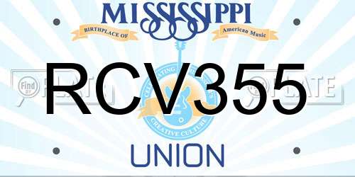 RCV355 Mississippi License Plate