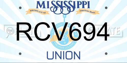 RCV694 Mississippi License Plate