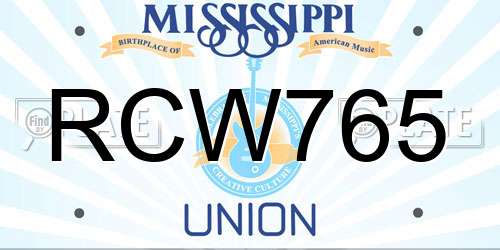 RCW765 Mississippi License Plate