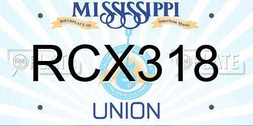 RCX318 Mississippi License Plate