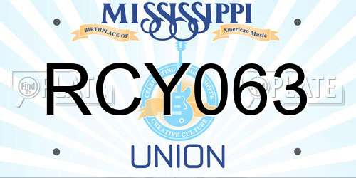 RCY063 Mississippi License Plate