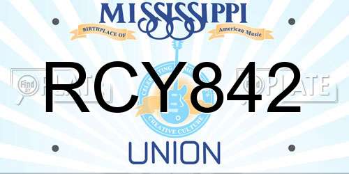 RCY842 Mississippi License Plate