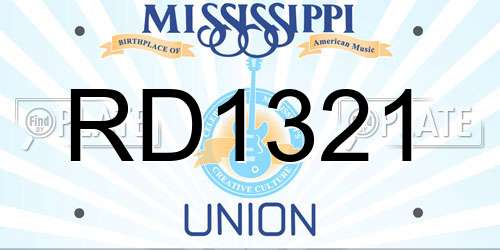 RD1321 Mississippi License Plate