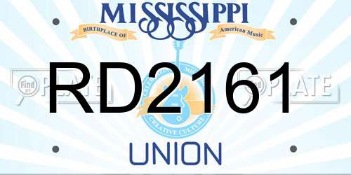 RD2161 Mississippi License Plate