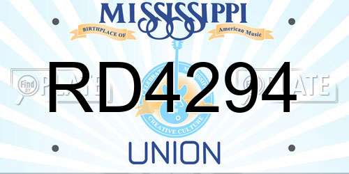 RD4294 Mississippi License Plate